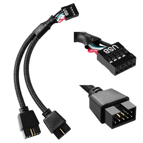 KUOQIY Motherboard USB 2.0 9-Polige Buchse auf Doppel Verlängerungskabel, USB Header Buchse 1 bis 2 Stecker Verlängerungskabel, für Computer interne Motherboard, Schwarz KUOQIY Motherboard USB 2.0 9-Polige Buchse auf Doppel Verlängerungskabel, USB Header Buchse 1 bis 2 Stecker Verlängerungskabel, für Computer interne Motherboard, Schwarz von KUOQIY