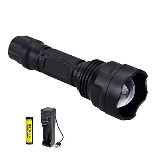 KUPRO IR 940nm Taschenlampe Zoomable Infrarot LED USB Wiederaufladbare Taschenlampen Unsichtbares Licht Wasserdichte Jagd mit 18650 Akku, Ladegerät für Nachtsichtgeräte Kamerabrillen von KUPRO