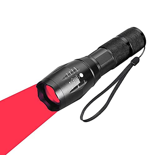 KUPRO Rotlicht LED Taschenlampe 1000 Lumen Jagd Taktische Rote Beam Signal Taschenlampe Zoombare Wasserdichte Taschenlampen 1 Modus für Nachtsicht Astronomie Angeln Luftfahrt von KUPRO