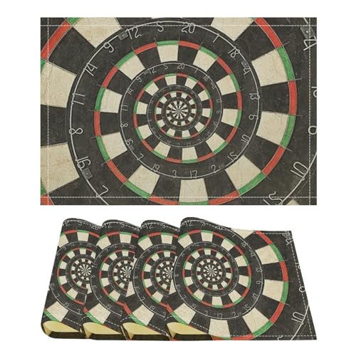 KUPTYEZR Tischsets, 4er-Set, Dart-Ziel-Tischsets, waschbare Tischsets für Küche, Restaurant, Café, 44 x 30 cm von KUPTYEZR