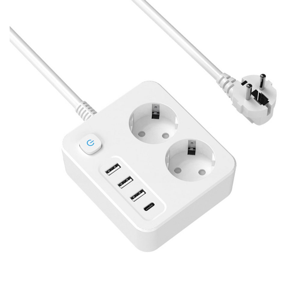 KUPU Mehrfachsteckdose mit 3USB-A&1USB-C Mehrfachsteckdose (Ein- / Ausschalter, USB-Anschlüsse, Überspannungsschutz, Übertemperaturschutz, Kurzschlussschutz), Multifunktions-Mehrfachsteckdose mit Einzeln Schaltbar,2M Kabel von KUPU