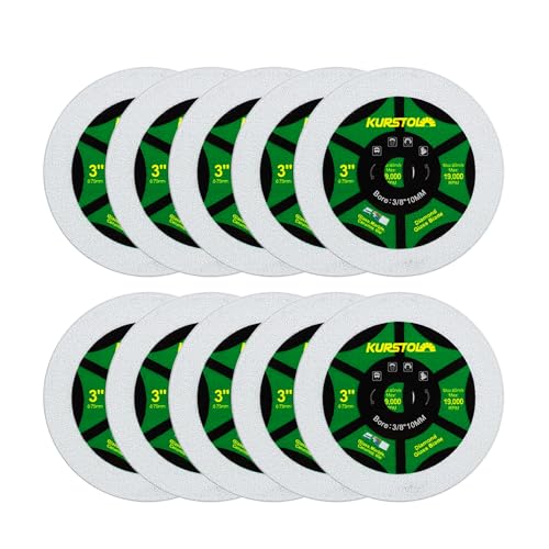 KURSTOL Diamant Glas Trennscheibe – 10 Stück 75mm Ultradünne Trennscheibe mit Bohrung 10 mm für Glas, Jade, Kristall, Weinflaschen, Keramikfliesen von KURSTOL