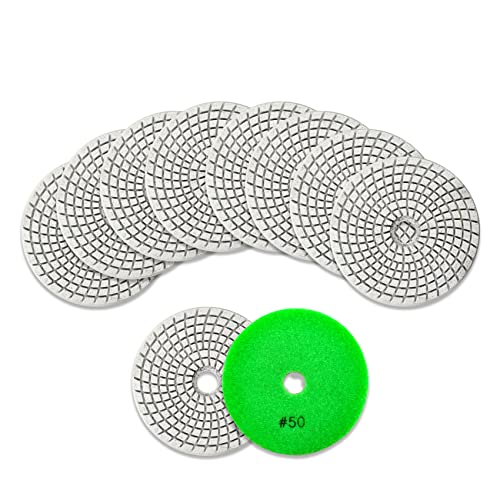 KURSTOL Diamant-Polierpads Set - 10 Stück 100mm Körnung #50 Nass-Polierpads für Granit Quarz Stein Marmor Boden KURSTOL Diamant-Polierpads Set - 10 Stück 100mm Körnung #50 Nass-Polierpads für Granit Quarz Stein Marmor Boden von KURSTOL