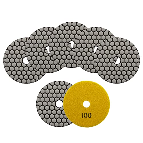 KURSTOL Diamant Polierscheibe Set Trocken - 4″/100mm 7st Polierpads Körnung 100, Granit Marmor Kunststein Quarz von KURSTOL
