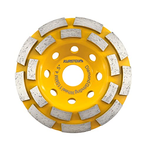 KURSTOL diamantschleifscheibe – schleiftopf 4.5"/115mm zweireihige Winkelschleifer-Schleifscheibe zum Schneiden, Schleifen, Glätten, Formen von Beton, Marmor, Granit, Mauerwerk, Ziegel 7/8"-5/8" Dorn von KURSTOL