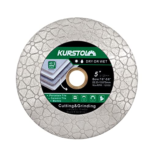 KURSTOL Diamant-Trennscheibe 125mm x 22,23 - Diamant Fliesentrennscheibe zum Schneiden und Schleifen von Keramikfliesen, Porzellan, Granit, Marmor KURSTOL Diamant-Trennscheibe 125mm x 22,23 - Diamant Fliesentrennscheibe zum Schneiden und Schleifen von Keramikfliesen, Porzellan, Granit, Marmor von KURSTOL