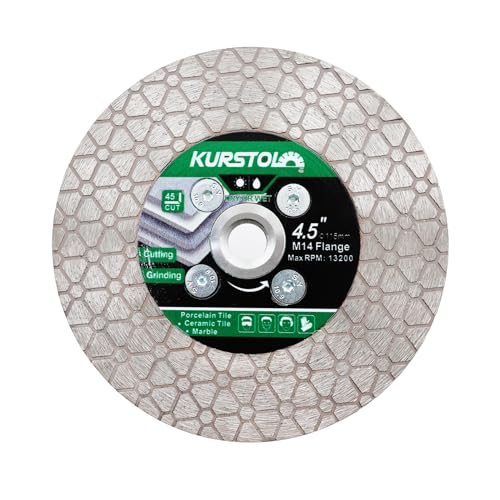 KURSTOL Diamant-Trennscheibe 115mm x M14 - Diamant Fliesentrennscheibe zum Schneiden und Schleifen von Keramikfliesen, Porzellan, Granit, Marmor KURSTOL Diamant-Trennscheibe 115mm x M14 - Diamant Fliesentrennscheibe zum Schneiden und Schleifen von Keramikfliesen, Porzellan, Granit, Marmor von KURSTOL