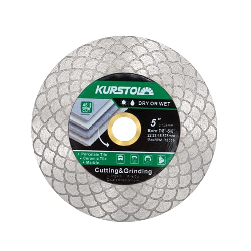 KURSTOL Diamant-Trennscheibe - 125mm x 22,23mm Fliesentrennscheibe zum Schneiden und Schleifen von Keramikfliesen, Porzellan, Granit, Marmor KURSTOL Diamant-Trennscheibe - 125mm x 22,23mm Fliesentrennscheibe zum Schneiden und Schleifen von Keramikfliesen, Porzellan, Granit, Marmor von KURSTOL