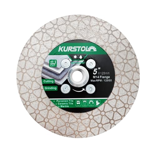 KURSTOL Diamant-Trennscheibe 125mm x M14 - Diamant Fliesentrennscheibe zum Schneiden und Schleifen von Keramikfliesen, Porzellan, Granit, Marmor KURSTOL Diamant-Trennscheibe 125mm x M14 - Diamant Fliesentrennscheibe zum Schneiden und Schleifen von Keramikfliesen, Porzellan, Granit, Marmor von KURSTOL