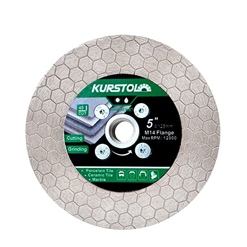 KURSTOL Diamant Trennscheibe - Diamant Fliesentrennscheibe 125 mm x M14 zum Schneiden und Schleifen von Keramikfliesen, Porzellan, Granit, Marmor KURSTOL Diamant Trennscheibe - Diamant Fliesentrennscheibe 125 mm x M14 zum Schneiden und Schleifen von Keramikfliesen, Porzellan, Granit, Marmor von KURSTOL
