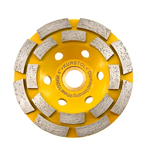 KURSTOL diamantschleifscheibe – schleiftopf 4"/100mm zweireihige Winkelschleifer-Schleifscheibe zum Schneiden, Schleifen, Glätten, Formen von Beton, Marmor, Granit, Mauerwerk, Ziegel 7/8"-5/8" Dorn von KURSTOL