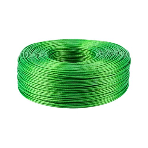 KURTIK Stahlseil,Drahtseil 100 Meter Stahldraht Grün PVC-beschichtetes Flexibles Drahtseil-Kabel Edelstahl for Wäscheleine Gewächshaus Traube Rack-2mm Shed (Size : Diameter 2mm Wire) von KURTIK