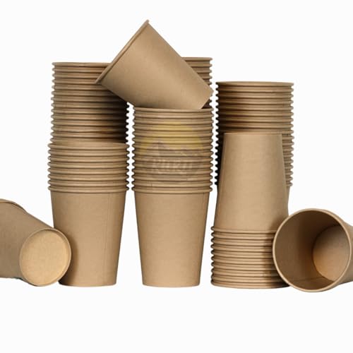 KURTT - Kaffeetassen to go, Braun - 8oz/200ml - 150 Stück - Kaffeebecher Pappe - Trinkbecher - Kaffeebecher - Pappbecher - Einwegbecher - Pappbecher - Pappbecher - Pappbecher von KURTT