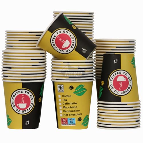 KURTT - Kaffeetassen to go - Kaffeebecher Pappe - 7oz - 180ml - 1000 Stück - Trinkbecher - Kaffeebecher - Pappbecher - Einwegbecher - Pappbecher - extra stark, auslaufsicher!, 23hvn264nj von KURTT