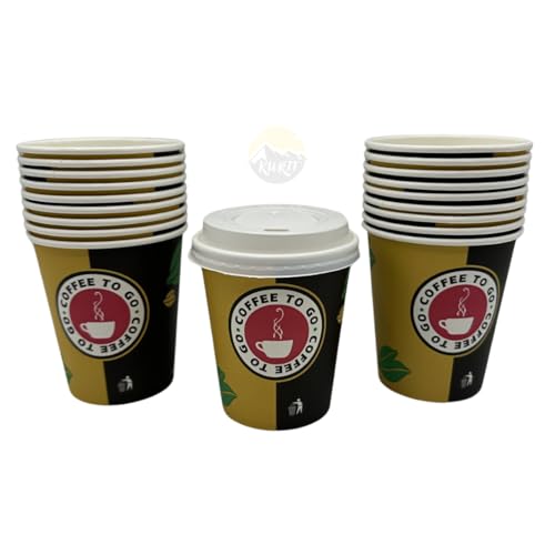 KURTT - Kaffeetassen to go mit Deckel - Kaffeebecher Pappe - 8oz/200ml - 100 Stück - Trinkbecher - Kaffeebecher - Pappbecher - Einwegbecher - Pappbecher - Pappbecher - Pappbecher von KURTT