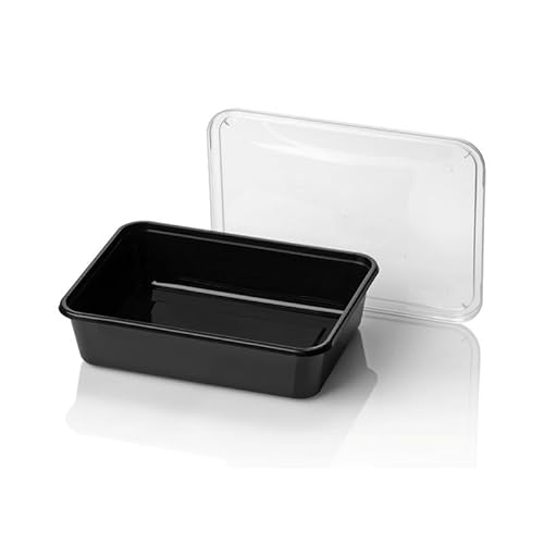 KURTT Mikrowellen-Behälter mit Deckel - 100 Stück - 500ml - Mikrowellenträger - Salatschale mit Deckel - Schwarzer Behälter - Tapas - Gefrierbehälter - Frischhaltebehälter - Lunchbox - Schwarz KURTT Mikrowellen-Behälter mit Deckel - 100 Stück - 500ml - Mikrowellenträger - Salatschale mit Deckel - Schwarzer Behälter - Tapas - Gefrierbehälter - Frischhaltebehälter - Lunchbox - Schwarz von KURTT
