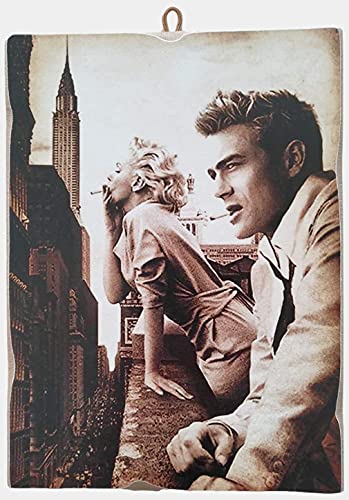Bild im Vintage-Stil, Marilyn Monroe & James Dean, aus der Kollektion, Druck auf Holz, 40 x 30 cm. von KUSTOM ART