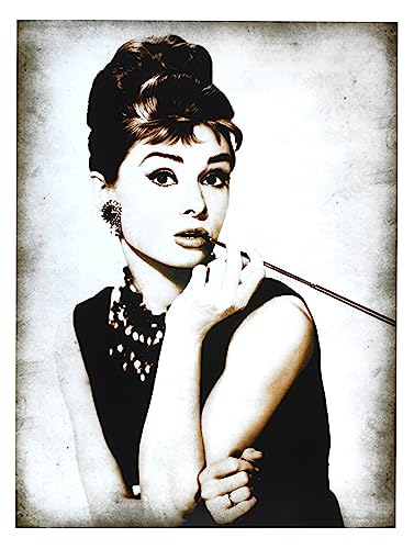 KUSTOM ART Audrey Hepburn Wandposter Serie berühmte Hollywood-Schauspieler, ungerahmt, Kunstdruck, 40 x 30 cm von KUSTOM ART