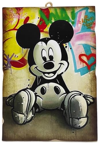 KUSTOM ART Bild Serie Cartoon Mickey Mouse Version Pop Art Street Art Laserdruck auf Holz MDF 25 x 18 cm von KUSTOM ART