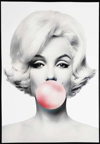 KUSTOM ART Bild Serie Hollywood Star Marilyn Monroe mit Kaugummi Kaugummi Pop Art Druck auf Holz 30 x 21 cm von KUSTOM ART