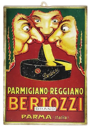KUSTOM ART Bild Serie Old Werbung Vintage Retro Bertozzi Käse Druck auf Holz 25 x 18 cm. von KUSTOM ART