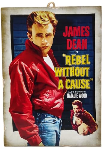 KUSTOM ART Bild Serie Poster Film Berühmte Vergeudete Jugend – Rebel ohne Ursache mit James Dean, Laserdruck auf MDF-Holz, 25 x 18 cm von KUSTOM ART