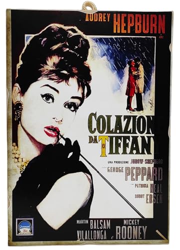 KUSTOM ART Bild Serie Poster, Film, Frühstück bei Tiffany - Breakfast Tiffany's mit Audrey Hepburn, Druck auf MDF-Holz, 25 x 18 cm von KUSTOM ART