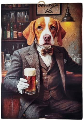 KUSTOM ART Bild Serie Tiere Aristokratische Hund Beagle mit Bier an der Theke Bar Druck auf Holz 25 x 18 cm KUSTOM ART Bild Serie Tiere Aristokratische Hund Beagle mit Bier an der Theke Bar Druck auf Holz 25 x 18 cm von KUSTOM ART