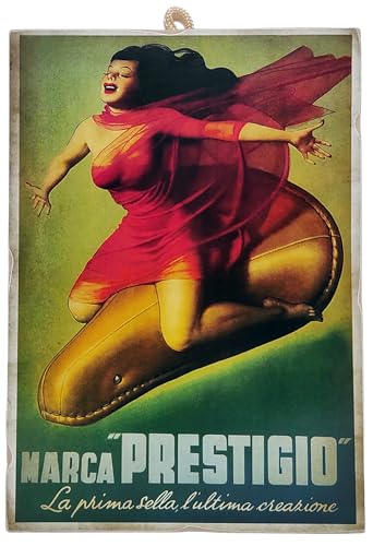 KUSTOM ART Bild Serie Werbung Retro Vintage Sattel Prestigio Druck auf Holz MDF 25 x 18 cm von KUSTOM ART