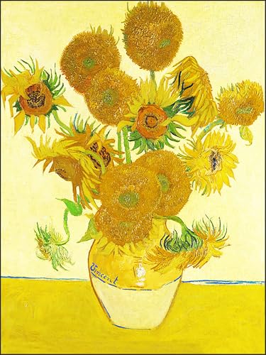 KUSTOM ART Bild auf Tisch oder Wand Serie Berühmte Maler Vincent Van Gogh I Sonnenblumen Druck auf Holz 30 x 21 cm von KUSTOM ART