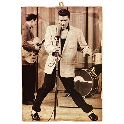 KUSTOM ART Bild im Vintage-Stil, Berühmte Schauspieler, Elvis Presley Rock 'n Rolle, Druck auf Holz, 18 x 25 cm. von KUSTOM ART