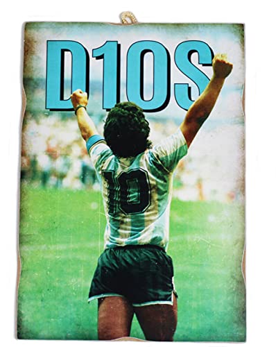 KUSTOM ART Bild im Vintage-Stil, Dégo Maradona D10S, Druck auf Holz, 40 x 30 cm. von KUSTOM ART