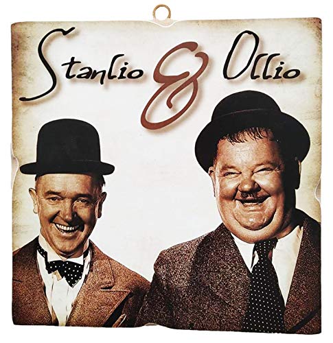 KUSTOM ART Bild im Vintage-Stil, Laurel und Hardy aus der Kollektion Druck auf Holz von KUSTOM ART