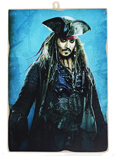 KUSTOM ART Bild im Vintage-Stil, Promi-Schauspieler, Johnny Depp (Jack Sparrow), Druck auf Holz, 18 x 25 cm. von KUSTOM ART
