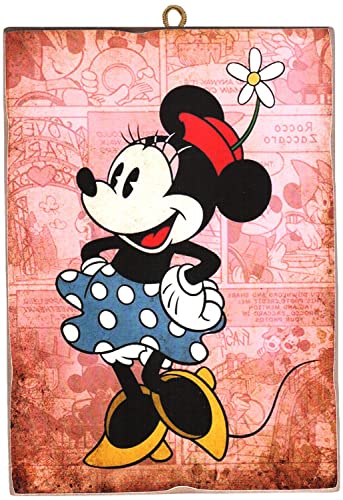 KUSTOM ART Bild im Vintage-Stil, Serie Disney Mickey Mouse - Minnie zum Sammeln, Druck auf Holz von KUSTOM ART