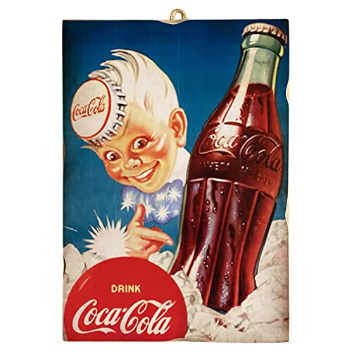 KUSTOM ART Bild im Vintage-Stil, Serie Old Werbung Coca Cola Pin-Up, Druck auf Holz 25 x 18 cm. von KUSTOM ART