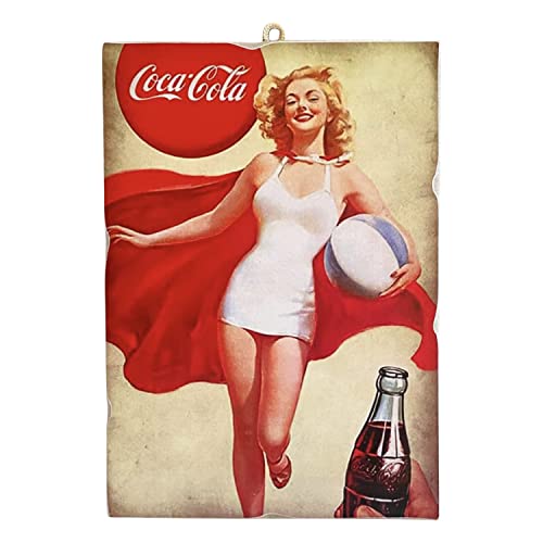 KUSTOM ART Bild im Vintage-Stil, Serie Old Werbung Coca Cola Pin-Up Girl Druck auf Holz 25 x 18 cm. von KUSTOM ART