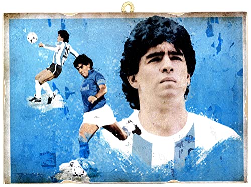 KUSTOM ART Bild im Vintage-Stil, quadratisch, Serie Diego Armando Maradona, Druck auf Holz, 25 x 18 cm. von KUSTOM ART