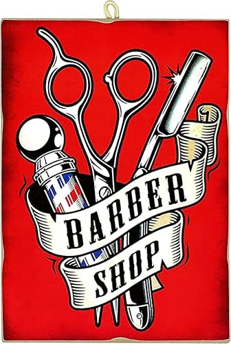 KUSTOM ART Bild im Vintage-Stil Barber Shop Druck auf Holz 10 x 15 cm von KUSTOM ART