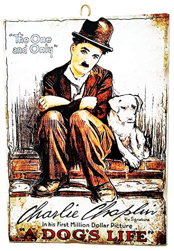 KUSTOM ART Bild im Vintage-Stil, Charlie Chaplin, aus Kollektion, Druck auf Holz von KUSTOM ART