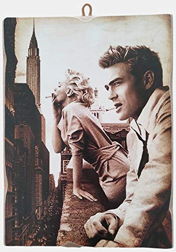 KUSTOM ART Bild im Vintage-Stil Marilyn Monroe & James Dean zum Sammeln, Druck auf Holz, 25 x 18 cm von KUSTOM ART