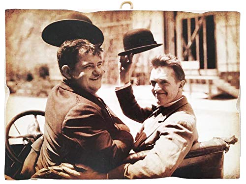 KUSTOM ART Bild im Vintage-Stil von Laurel & Hardy (Stan Laurel Oliver Hardy) aus der Kollektion Druck auf Holz von KUSTOM ART