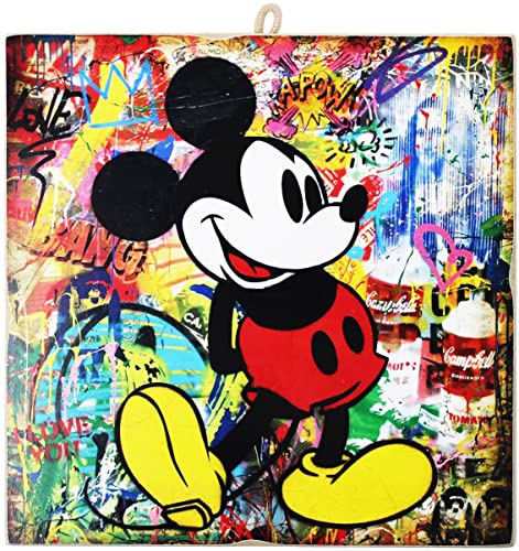 KUSTOM ART CUCUBA Bild Bild Mickey Mouse, Kollektion, Druck auf Holz, 23 x 23 cm. von KUSTOM ART