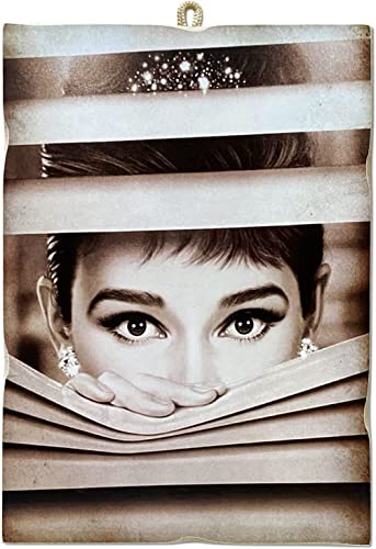 KUSTOM ART CUCUBA Bild im Vintage-Stil Audrey Hepburn aus dem Film Frühstück von Tiffany 1962 Druck auf Holz 10 x 15 cm von KUSTOM ART