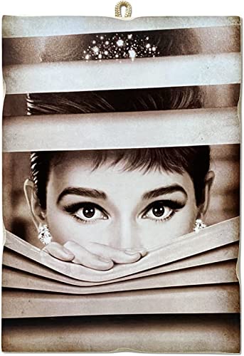 KUSTOM ART CUBA Bild im Vintage-Stil Audrey Hepburn aus dem Film Frühstück bei Tiffany 1962, Druck auf Holz, 10 x 15 cm von KUSTOM ART