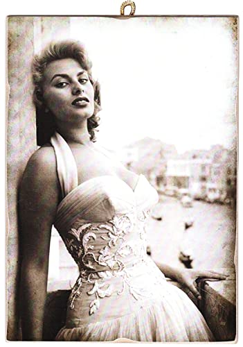 KUSTOM ART CUCUBA Bild im Vintage-Stil Sophia Loren in Venedig zur Kollektion Druck auf Holz 18 x 25 cm von KUSTOM ART