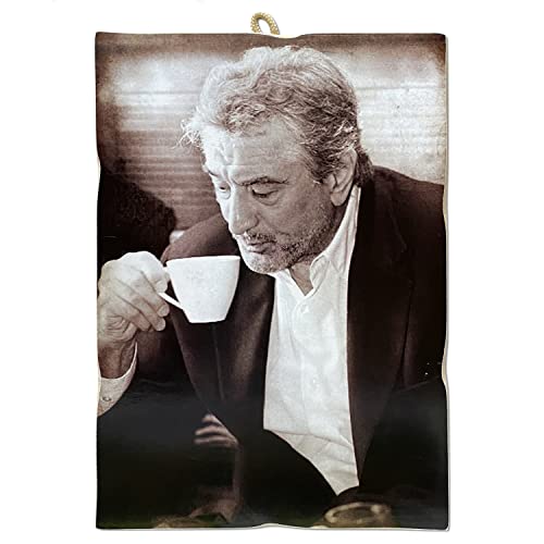 KUSTOM ART Cucuba Bild, Vintage-Stil, Berühmte Schauspieler Robert De Niro Becher den Kaffee Druck auf Holz, 18 x 25 cm. Für Bars, Restaurants, Eisdielen, Pizzerien von KUSTOM ART