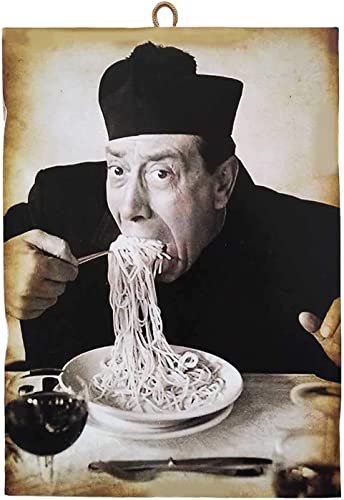 KUSTOM ART Cucuba Bild im Vintage-Stil, berühmte Schauspieler Don Camillo - Fernandel. Druck Auf Holz für Restaurants Pizzeria Bar Hotel 40 x 30 cm von KUSTOM ART