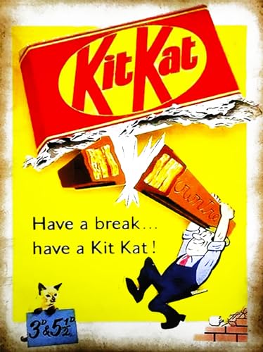 KUSTOM ART Dekorative Poster für die Wand Serie Werbung Vintage Kit Kat Kunstdruck auf beschichtetem Papier 40 x 30 cm ohne Rahmen von KUSTOM ART