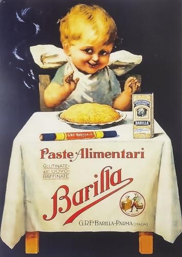 KUSTOM ART Dekorative Wandposter Serie Alte Werbung Vintage Pasta Barilla Kunstdruck auf beschichtetes Papier 42 x 30 cm Ohne Rahmen von KUSTOM ART